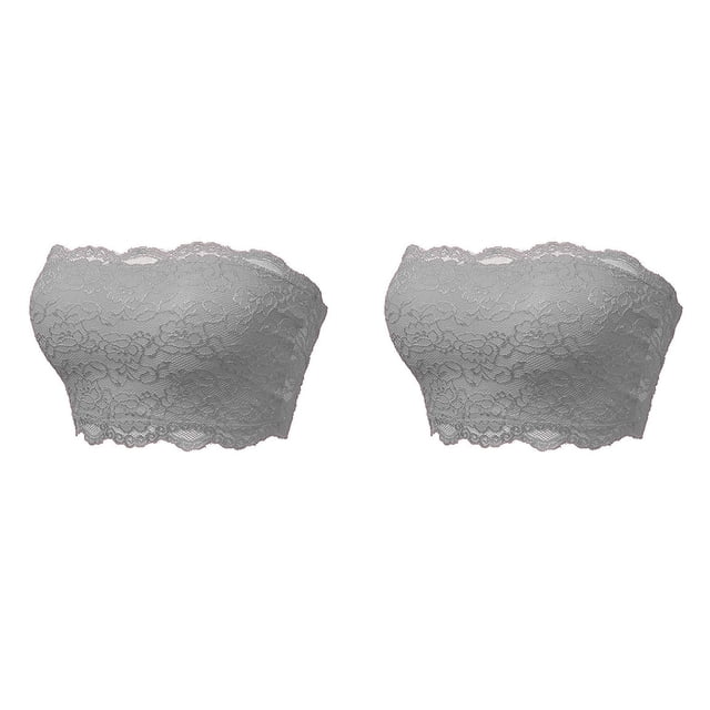 (2-Pack) Rinsvye Ladies Seamless Tube Top Tub Top Lace Beauty Back Chest Lace Bandeau Bra Wrapping Underwear Tube Top Set Cropped Tops for Women Cute Cropped Tops