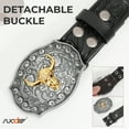 thumbnail image 5 of SUOSDEY Western Belts for Men Women,Cowboy Cowgirl Belts with Longhorn Bull Buckle Floral Embossed Belt, 5 of 7