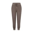 thumbnail image 4 of TRUBKH Cotton Linen Pants Boho Summer Pants Pull On Pants Pull On Pants for Women Lounge Trousers Wide Leg Cotton Linen Pant Linen Cotton Blend Pants Palazzo Pants High Waisted Coffee XL, 4 of 5