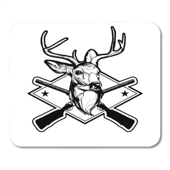 KDAGR Buck Vector Vintage Illustration Deer Hunters Emblem Antlers Art Mousepad Mouse Pad Mouse Mat 9x10 inch