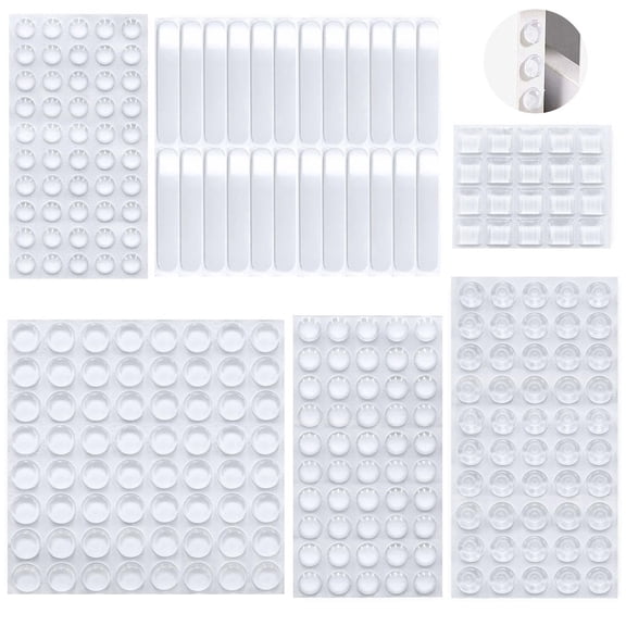 GIRACOA 258-Piece Self-Adhesive Silicone Bumper Pads, Multi-Size Noise Dampening Pads for Doors, Furniture, and Cabinets (Transparent)
