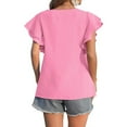 thumbnail image 5 of Youyipin Womens Tops Ruffle Short Sleeve Cute Crew Neck Bacis T Shirts Casual Blouses Summer Tops For Women, 5 of 8