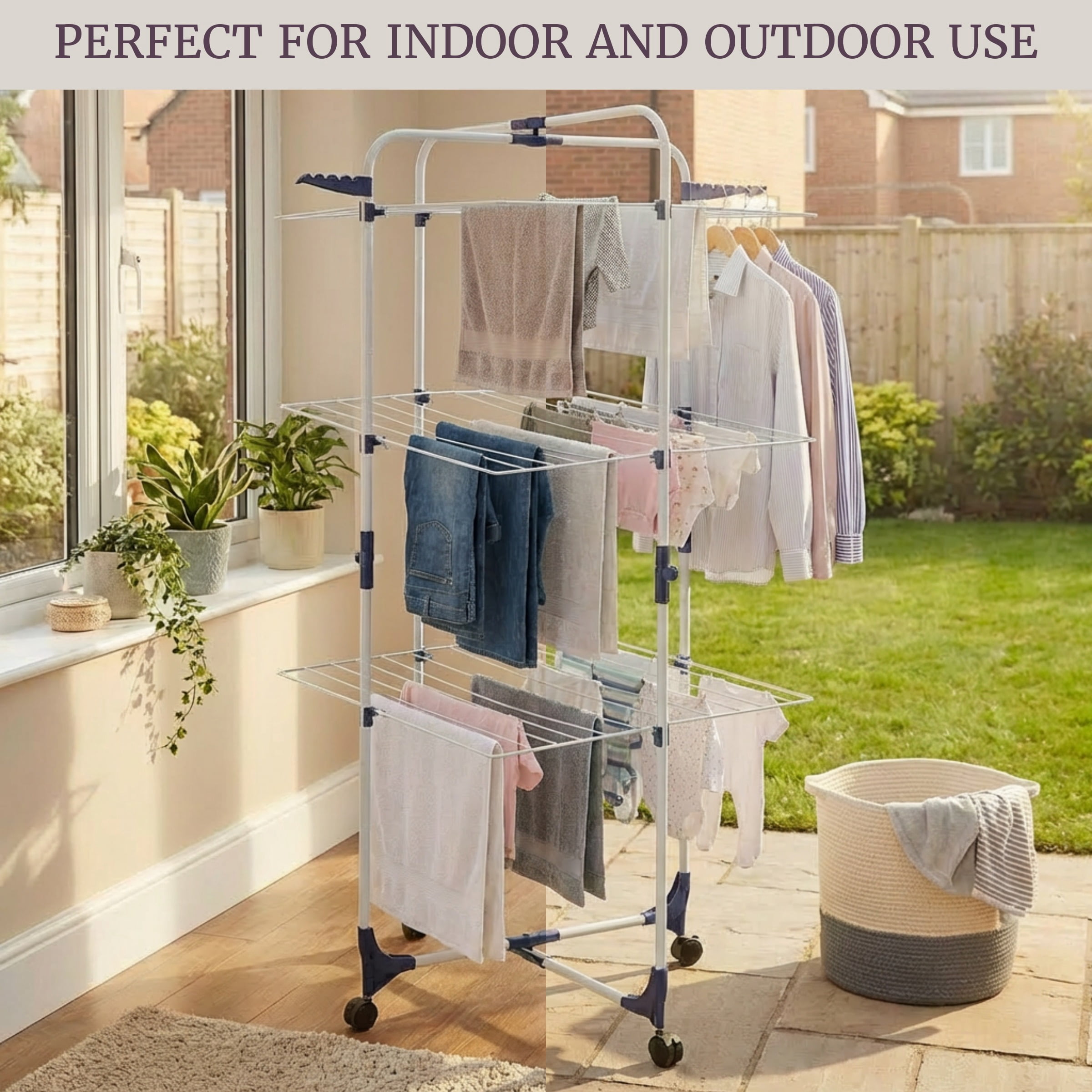 Lavish Home 3-Tier Collapsible Clothes Drying Rack with Shelves, White