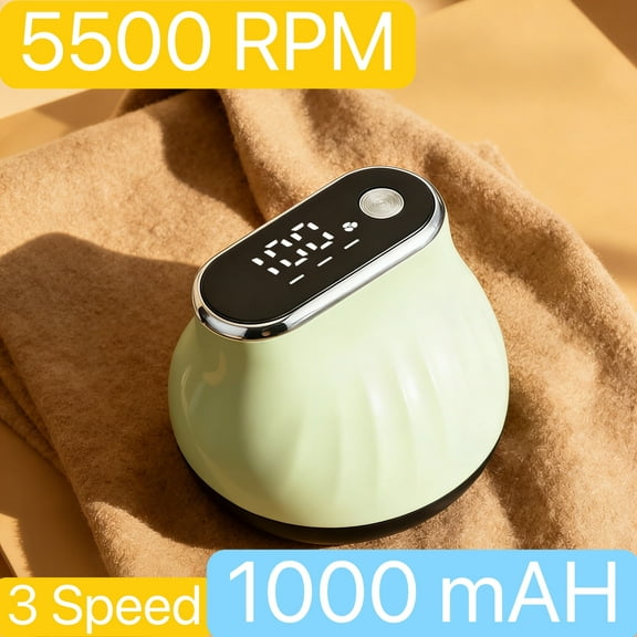 YTAKY Fabric Shaver & Lint Remover, 1000 mAH, Rechargeable, 3-Speed, for Clothes & Furniture, Eliminates Fuzz & Pilling, Electric Lint Shaver with LED Display & Type-C Fast Charging Port - Green