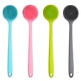 thumbnail image 3 of Qarigey Cepillo de baño de silicona, portátil, lavable, de mano, de mango largo, de repuesto, antideslizante, para baño, cuerpo, pierna, Cuerpo del baño Rosado, 3 of 6
