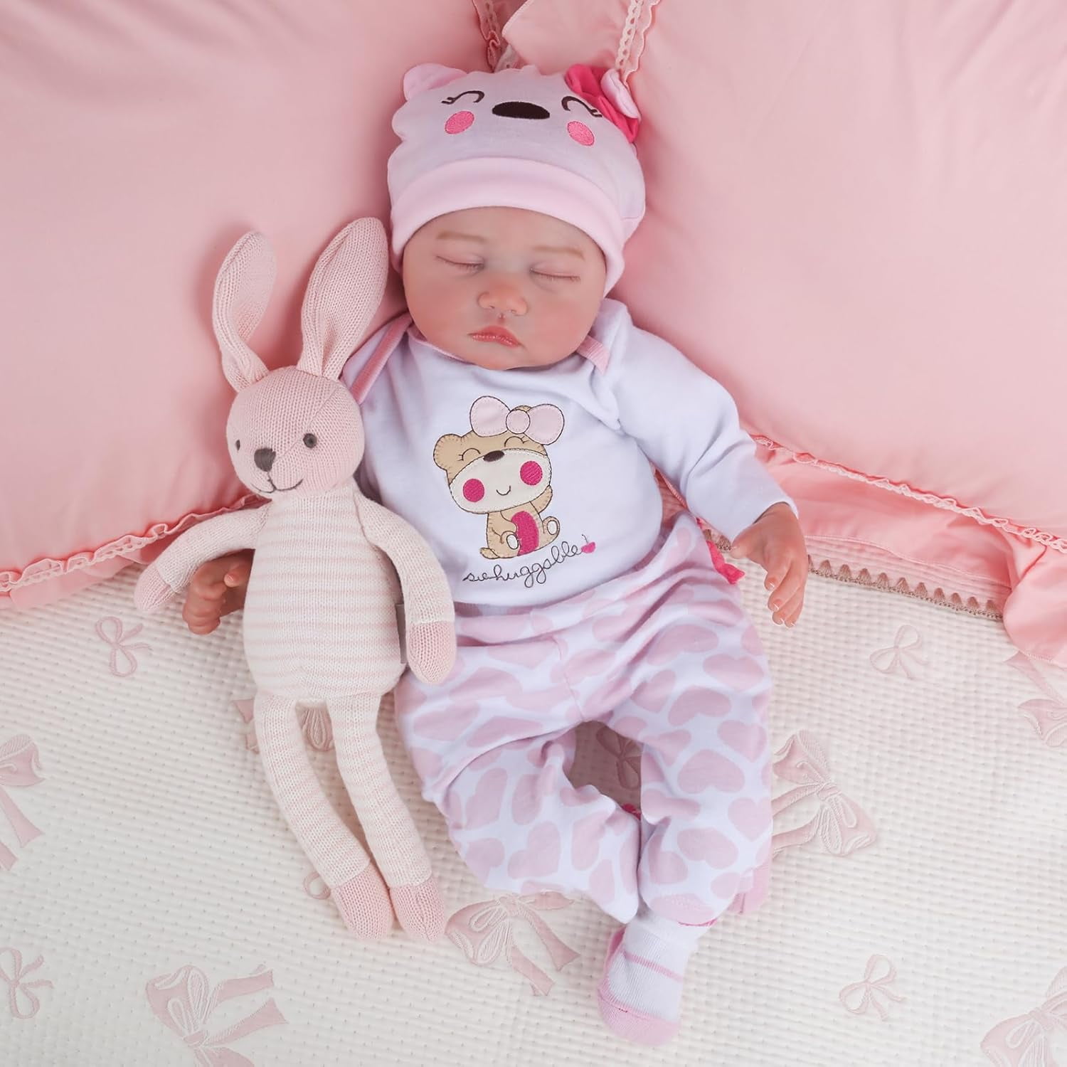 Reborn Baby Dolls Girl - 22 Inch Soft Cloth Body Newborn Girl Doll, Realistic Sleeping Baby Doll That Look Real for Kids Age 3+