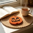 thumbnail image 5 of Halloween Table Mat Macrame Pumpkin Trivet Heat Resistant Absorbent Cotton Cup Pad for Fall Thanksgiving Coffee Table Decor by MPOISVA, 5 of 6