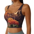 thumbnail image 2 of Fotbe Butterfly Sitting on a Flower Pattern Womens' Sports Bra Longline Wirefree Padded with Medium Support Sports Moisture-Wicking Workou Vest,Tank Top-Medium, 2 of 7