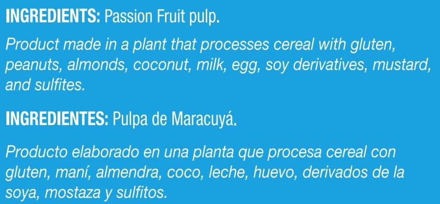 El Latino Maracuya (Passion Fruit) Pulp (No Sugar Added) 32oz. Jugs