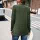 thumbnail image 4 of Camisa de manga larga para mujer Cuello redondo Apertura irregular Casual Manga larga suelta Top de punto a rayas verticales Verde XL, 4 of 6