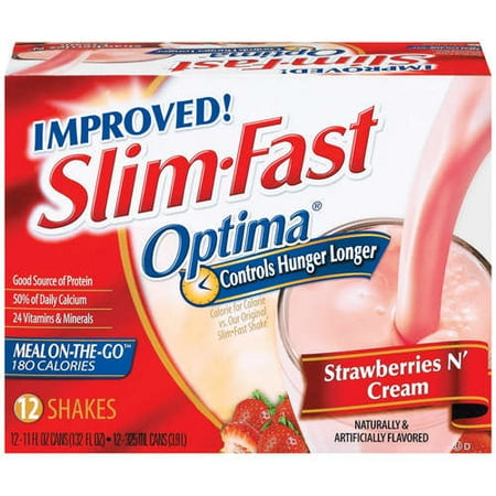 Slim-Fast Optima: Strawberries N' Cream Shake Ready to Drink Meal, 12 pk