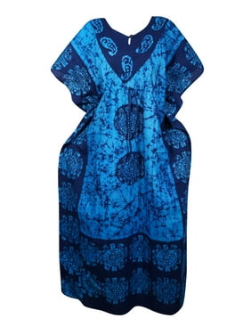 Mogul Women Tie Dye Maxi Caftan Dress Maternity Summer Resort Wear Beach Cover Up Batik Print Birthing Gown Nightwear Housedress 3XL