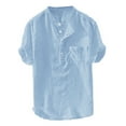 thumbnail image 2 of DPTALR Men's Summer Pure Cotton Hemp Button Short Sleeves Large Blouse Top, 2 of 5