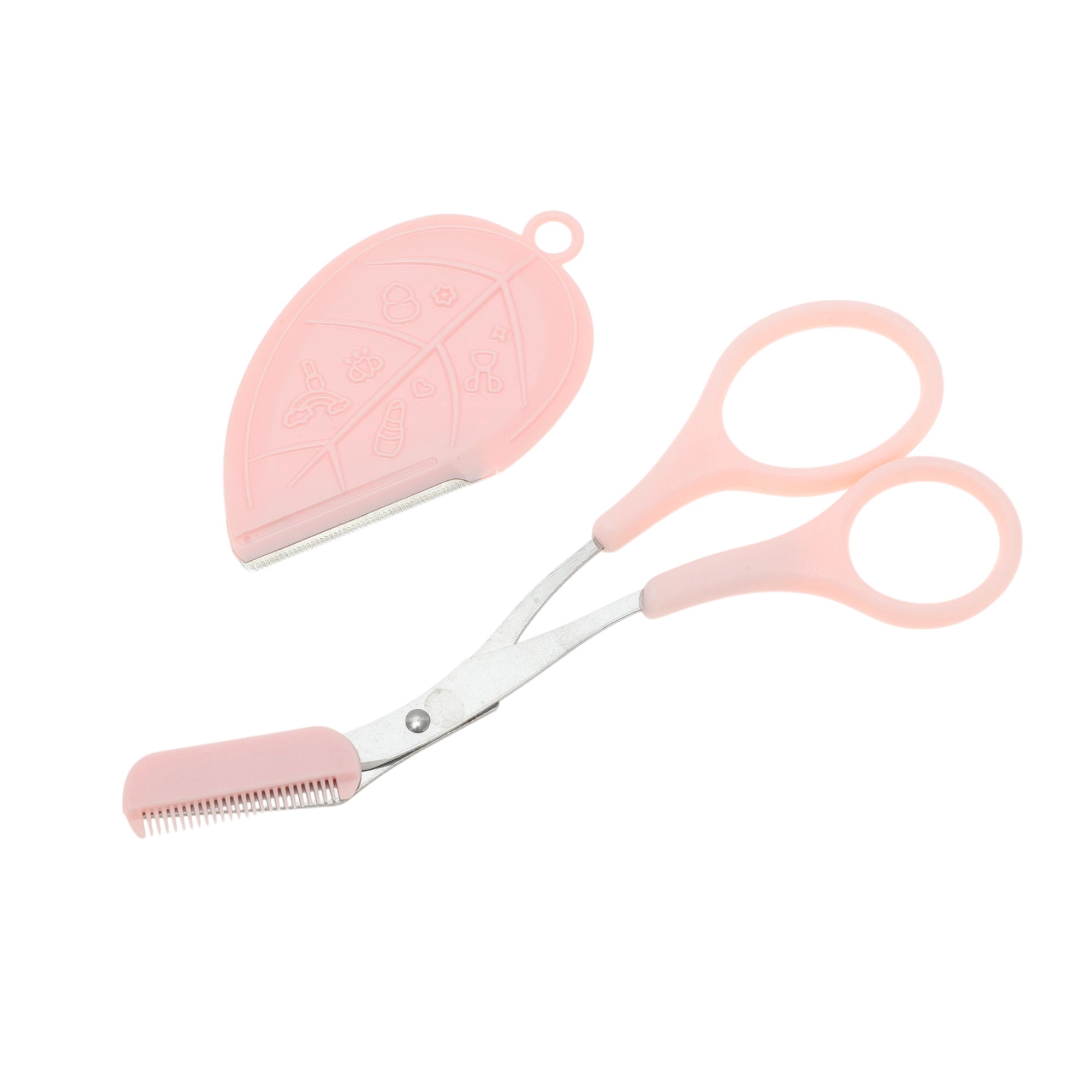 Unique Bargains Lightweight Multifunctional Eyebrow Scissor Kit Pink for Easy Grooming