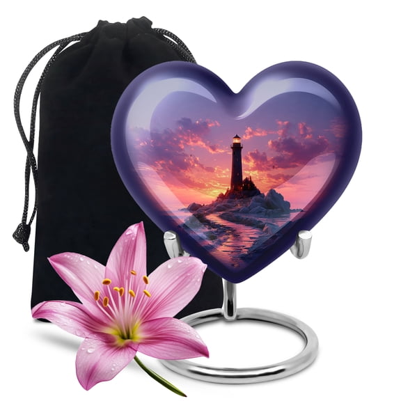 Yatskia Guiding Lighthouse Cremation Urn for Adult Ashes Brother and Sister, Large Memorial Urns for Human Ashes, (Heart Large, 8 Inch)