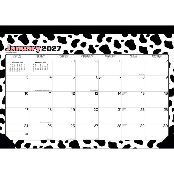 Cow Prints 2027 15.5 X 11 Inch Monthly Desk Pad Calendar Sticker Sheet, (Paperback)