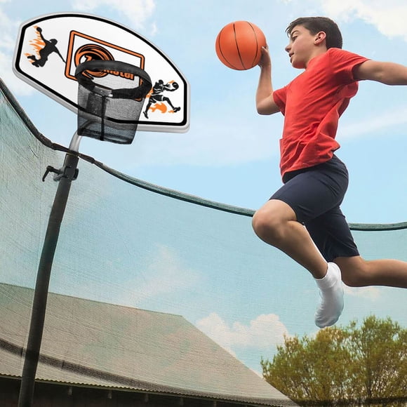 Panier de Basketball pour Trampoline avec Mini Panier de Basketball Panier de Basketball Facile à Installer pour Trampoline Compatible avec Poteau Droit et Poteau Courbé