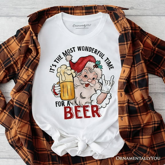 Santa Beer Christmas T‑Shirt, It’s The Most Wonderful Time Funny Holiday Tee for Festive Drinkers