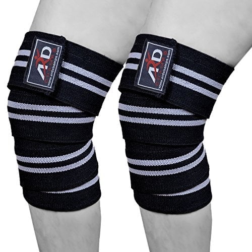 ARD Power Lifter Weight Lifting Knee Wraps Supports Gym Training Fist Straps (Black with Grey Stripes)