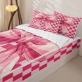 thumbnail image 3 of Homewish Girls Pink Bowknot Zipper Twin Comforter Sets with Fitted Sheet and 2 Pillowcases,Kids Geometric Grid Printed Zipper Bedding Set,Reversible,4-Piece, 3 of 7