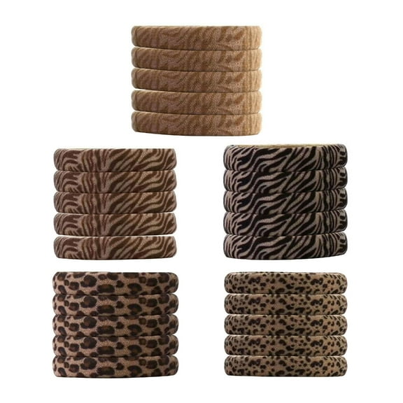Necvior Leopard Hair Ties Fashionable Soft Polyester Hair Bands Stylish Ponytail Holders