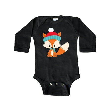 

Inktastic Cute Fox Fox With Hat And Scarf Orange Fox Gift Baby Boy or Baby Girl Long Sleeve Bodysuit
