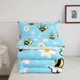 thumbnail image 5 of Erosebridal Bohemian Bug Bee King Size Comforter Sets,Retro Floral Comforters King Size,Blue White,Polkadot Reversible,3 Pieces,1 Comforter and 2 Pillowcases, 5 of 7