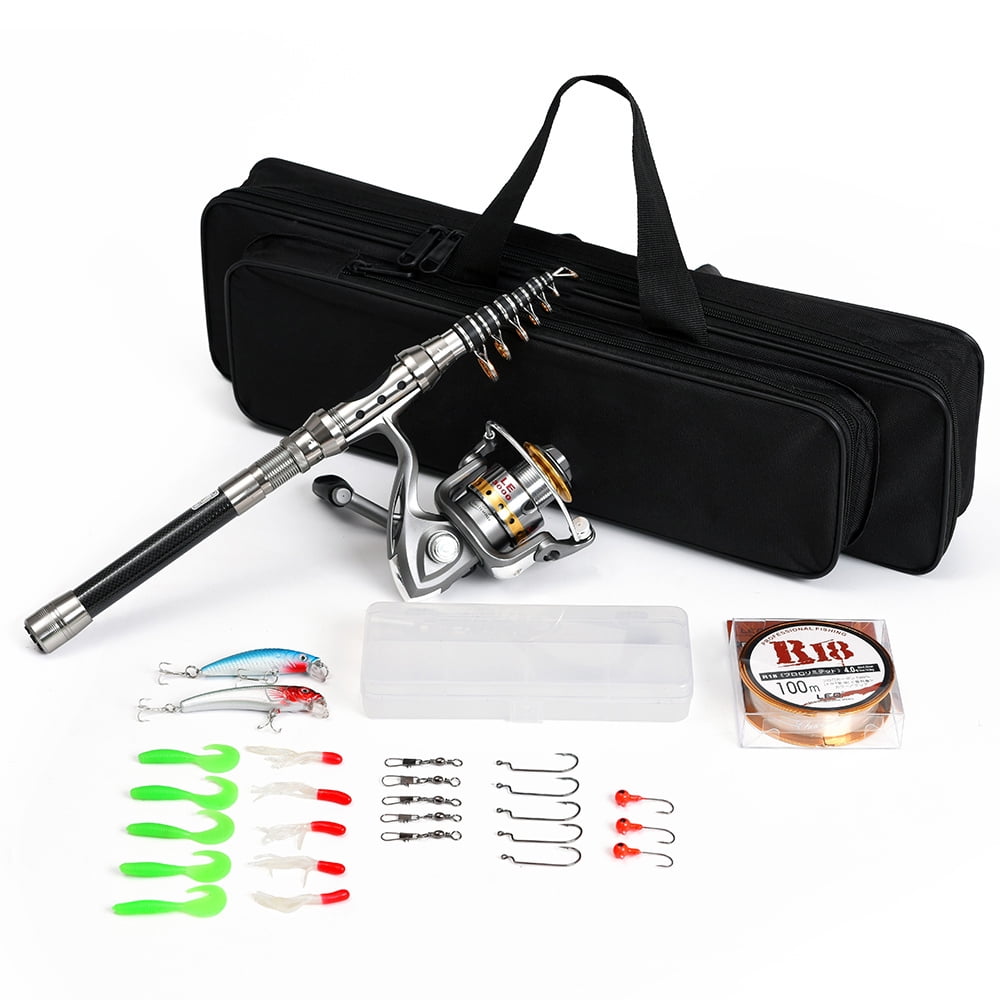 Survival Fishing Kit Fishing Pole And Reel Combo Travel Fishing Rod With  Hooks Carrier Bag Fishing Gear Set For Beginner Adults - AliExpress