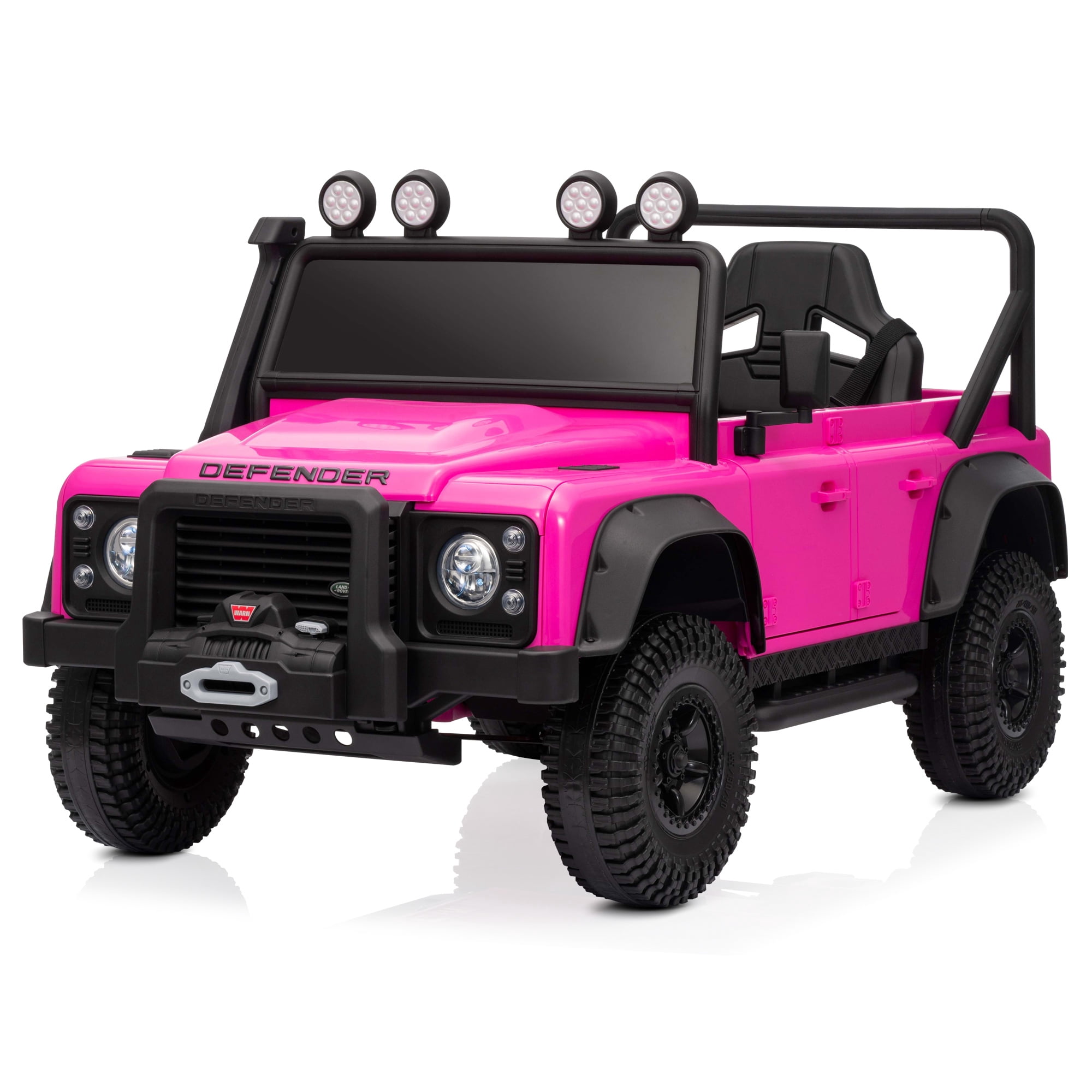 Kidzone Licensed Land Rover Defender 110 SVX Ride On Car for Kids, 12V Battery Powered Electric SUV Toy w/ Parent Remote Control & Manual Driving, Bluetooth, LED Lights, Off-Road Wheels - Pink
