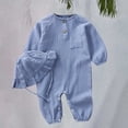 thumbnail image 2 of Coerni New Born Baby Girl Cotton Linen Romper with Hat Girls One-Piece Outfits Button Down Shirts Jumpsuit Ruffle Preemie Clothes, 2 of 9