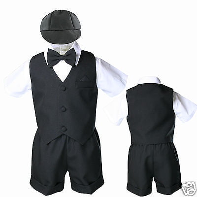 New Lt Gray Infant Boy & Toddler Formal Vest shorts Suit Outfits S M L XL 2T-4T 