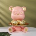 thumbnail image 3 of Bandeja de almacenamiento de oso de resina, estatua, bandeja para dulces, joyas, decoración de escritorio, coleccionable Rosado, 3 of 9
