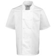 thumbnail image 1 of Premier - Chaqueta de Chef Tachonada de Manga Corta para Adultos Unisex (Blanco), 1 of 2