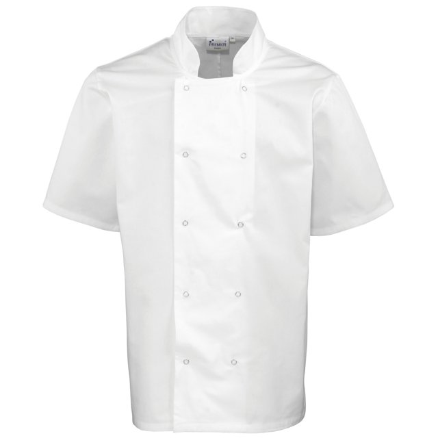 Premier - Chaqueta de Chef Tachonada de Manga Corta para Adultos Unisex (Blanco)
