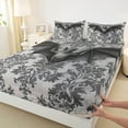 thumbnail image 3 of Manfei Black Bat Twin Sheet Sets, Halloween Theme Twin Fitted Sheet, Victorian Damask Flat Sheet, Microfiber Bedroom Decor 3pcs, 3 of 7