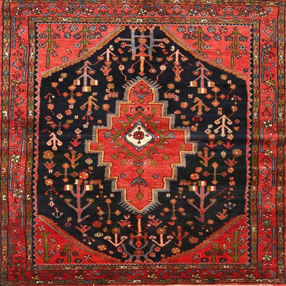 Ahgly Company Machine Washable Indoor Square Traditional Chestnut Brown Area Rugs, 3' Square