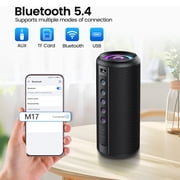 Portable Bluetooth Speaker, Bluetooth 5.4 Wireless Speaker, IPX7 Waterproof Outdoor Speaker with RGB Party Lights, 20W Stereo Sound, 20H Playtime, TWS Pairing for Camping, Beach, Home Party