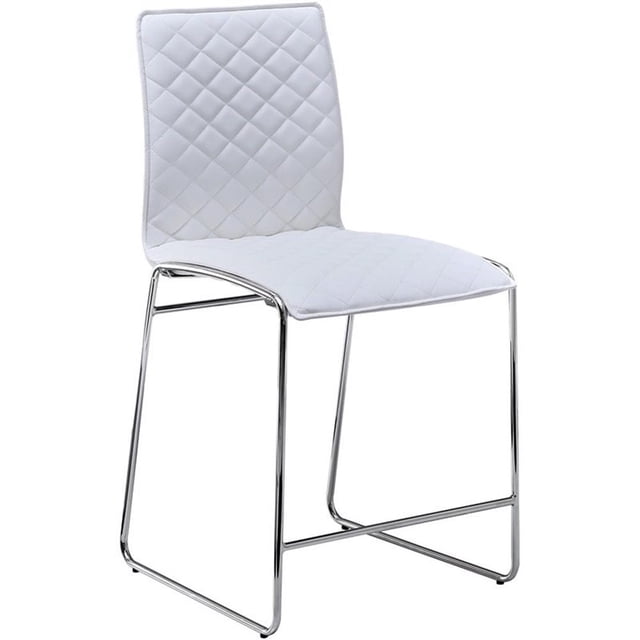 Best Master Furniture Duncan 24" Faux Leather Counter Stool in White/Chrome