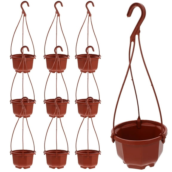 10 Sets of Hanging Pots Plastic Hanging Planters Hanging Flower Pots with Hooks Balcony Planters