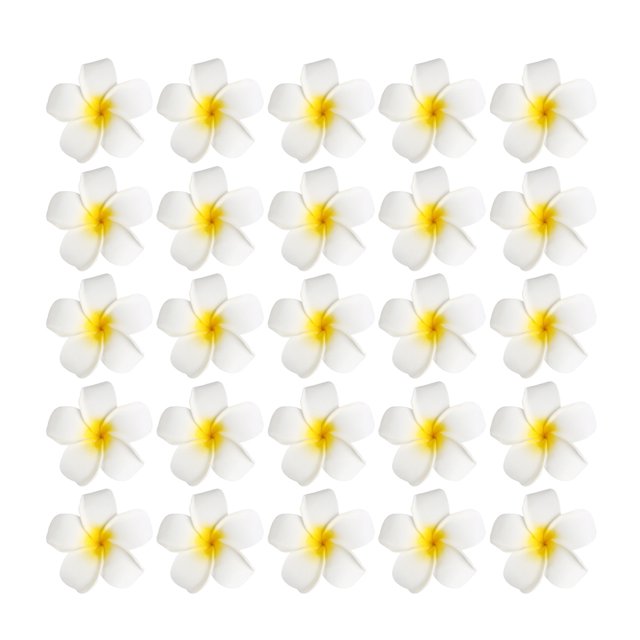 Lote de 25 horquillas de Frangipani para el pelo, accesorio para novia, de imitación, para mujer (7 cm, incluye pinza negra)