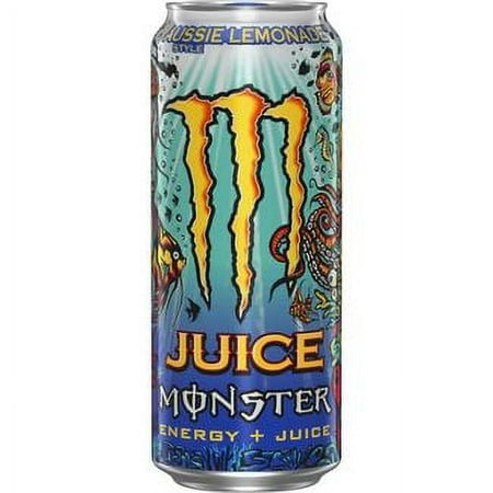 Monster Energy Juice Aussie Style Lemonade, Energy + Juice, 16oz (Pack of 4)
