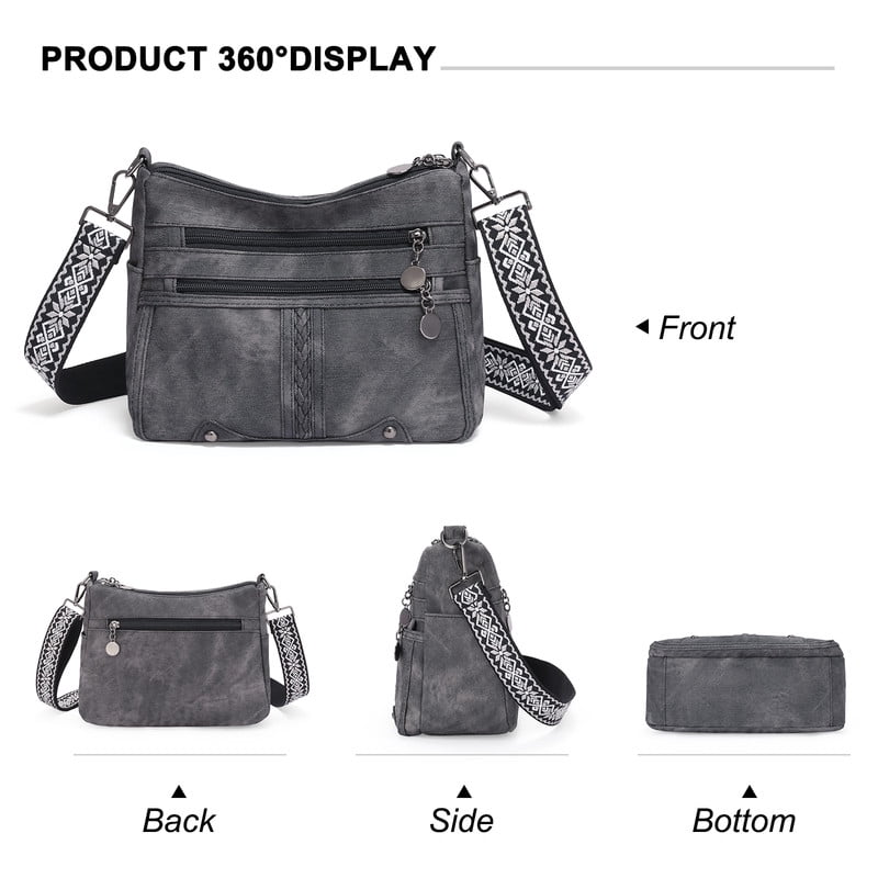 GAEKEAO Crossbody Bags for Women Soft Leather Large Capacity Multi Pocket Shoulder Purse with Adjustable Strap