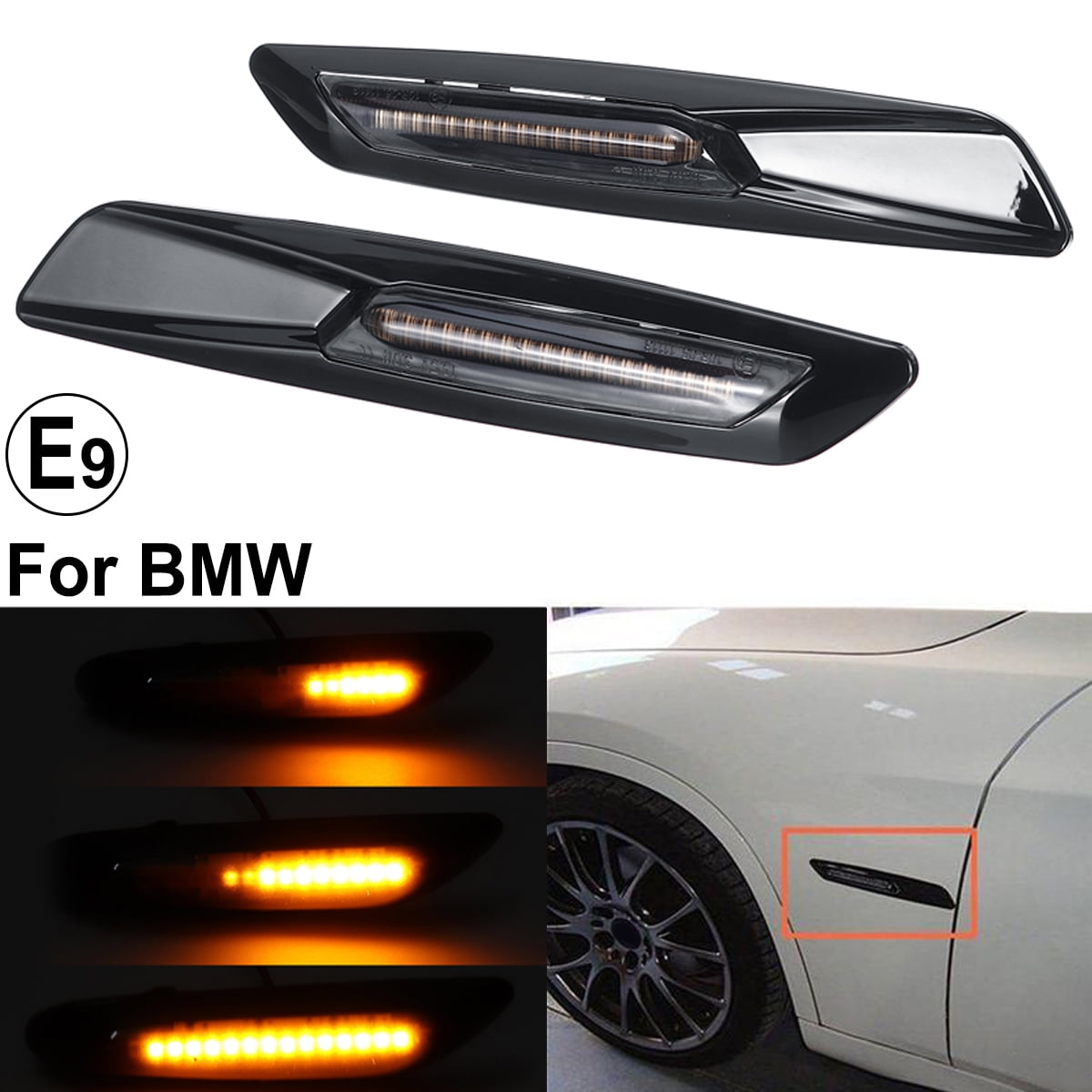 Pairs Dynamic LED Side Marker Indicator Light For BMW E81 E82 E88 E90