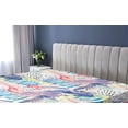thumbnail image 5 of Ambesonne Nautical Themed Fitted Sheet, Modern Seahorse Art, Queen Size, Dark Lavender Dark Coral, 5 of 5