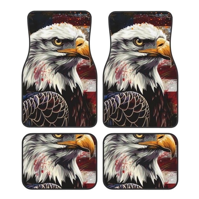 Balery Retro American Eagle A Juego de 4 Alfombrillas para Auto, Revestimientos de Caucho Resistente, Diseño Antideslizante