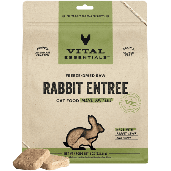 Vital Essentials® Freeze-Dried Raw Rabbit Entree Cat Food Mini Patties, 8 oz