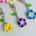 thumbnail image 4 of Tropical Floral Key Holder Colorful Bag Charm Frangipani Keychain Accessory, 4 of 18