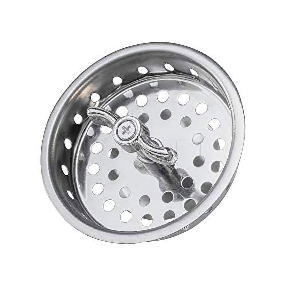 Everflow Stainless Steel Kitchen Sink Strainer Basket Universal Style Rubber Stopper, Size: 3.5, Silver