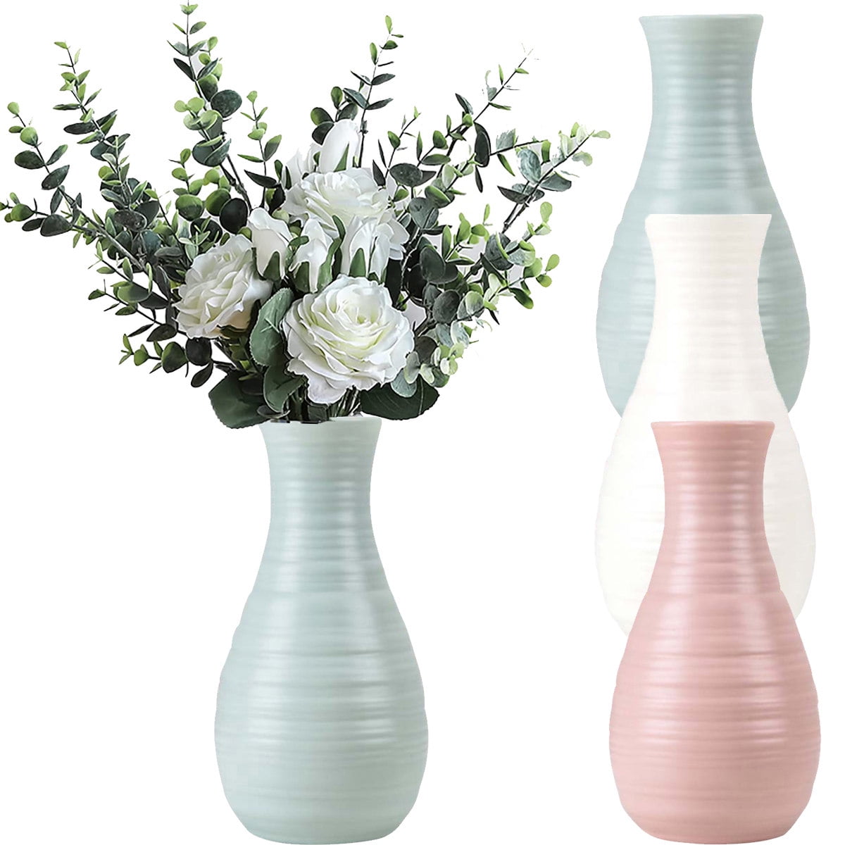 Durable Plastic Vase Flower Pot Plants Basket Home Office Living Room Decoration 