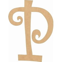 Cheap Wooden Letters, Blank 6'' Curlz Font P, Craft Wall Hanging Shape